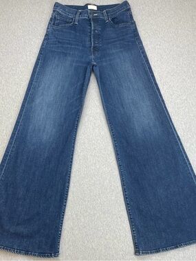 Mother Jeans Womens 28 Blue Stretch Tomcat Roller Sneak Wide Button Fly